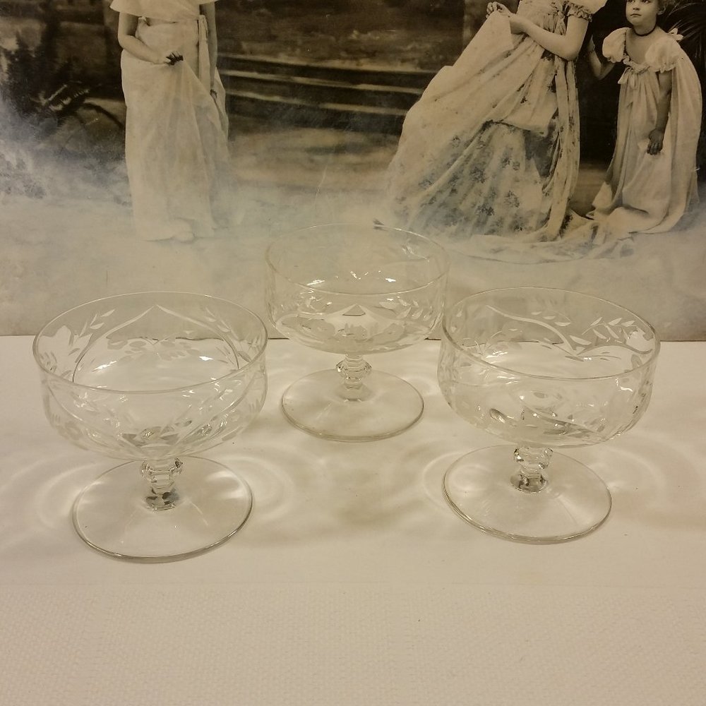 Crystal Cocktail Sherbet Dessert Goblet Set of 3